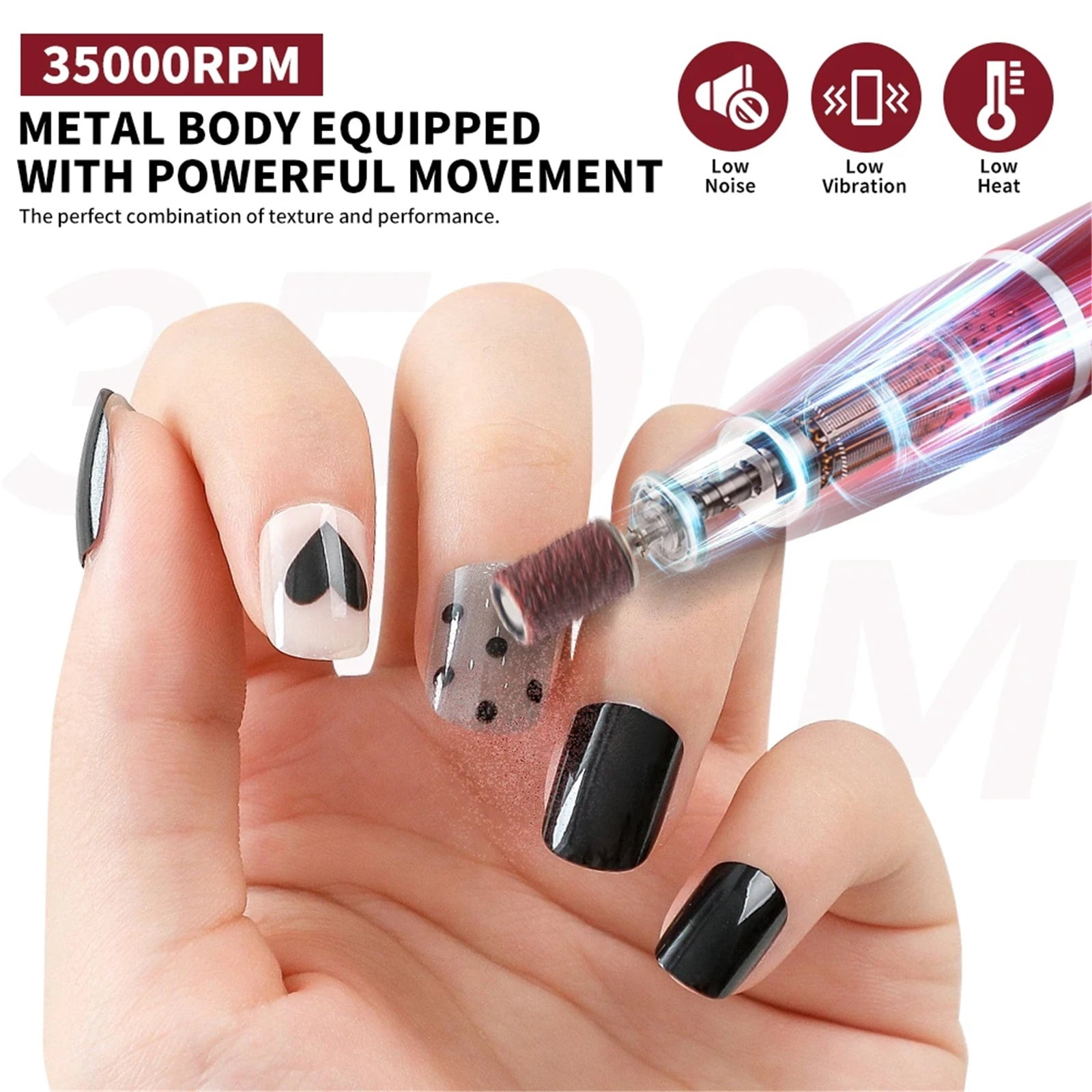 Professional Electric Nail Drill Polishing Machine Kit Rechargeable Portable Nails Drill File Set for Manicure Sanding Tools