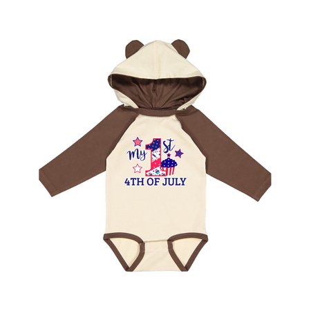 

Inktastic My 1st 4th of July with Stars and Cupcake Gift Baby Boy or Baby Girl Long Sleeve Bodysuit