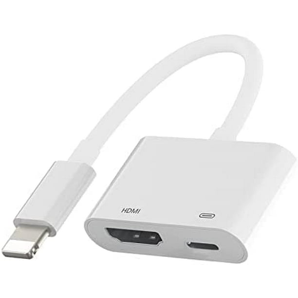 Apple MFi Certifié] Lightning to HDMI Adaptateur Numérique AV, pour iPad  iPhone à HDMI Adaptateur 1080P avec Port de Charge de la Foudre Compatible  pour les Modèles d'Iphone, iPad et iPod et