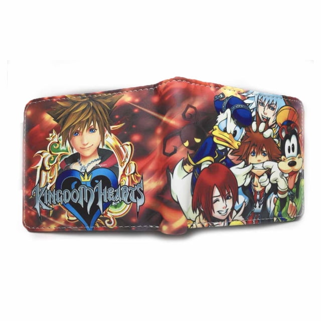 Wallet Kingdoms Hearts con personajes de anime, delgada y plegable, talla M