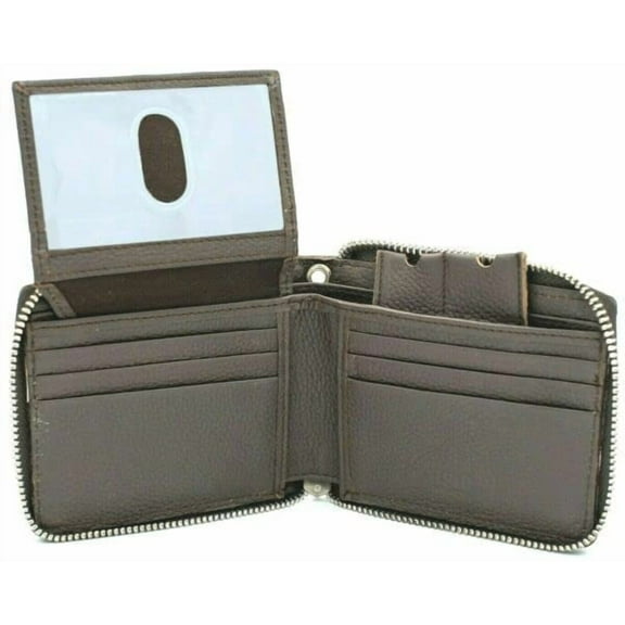 Wallet Bifold Zipper Wallet with RFID Brown Genuine Leather for Men with Zip Around by Juzar Tapal Collecction