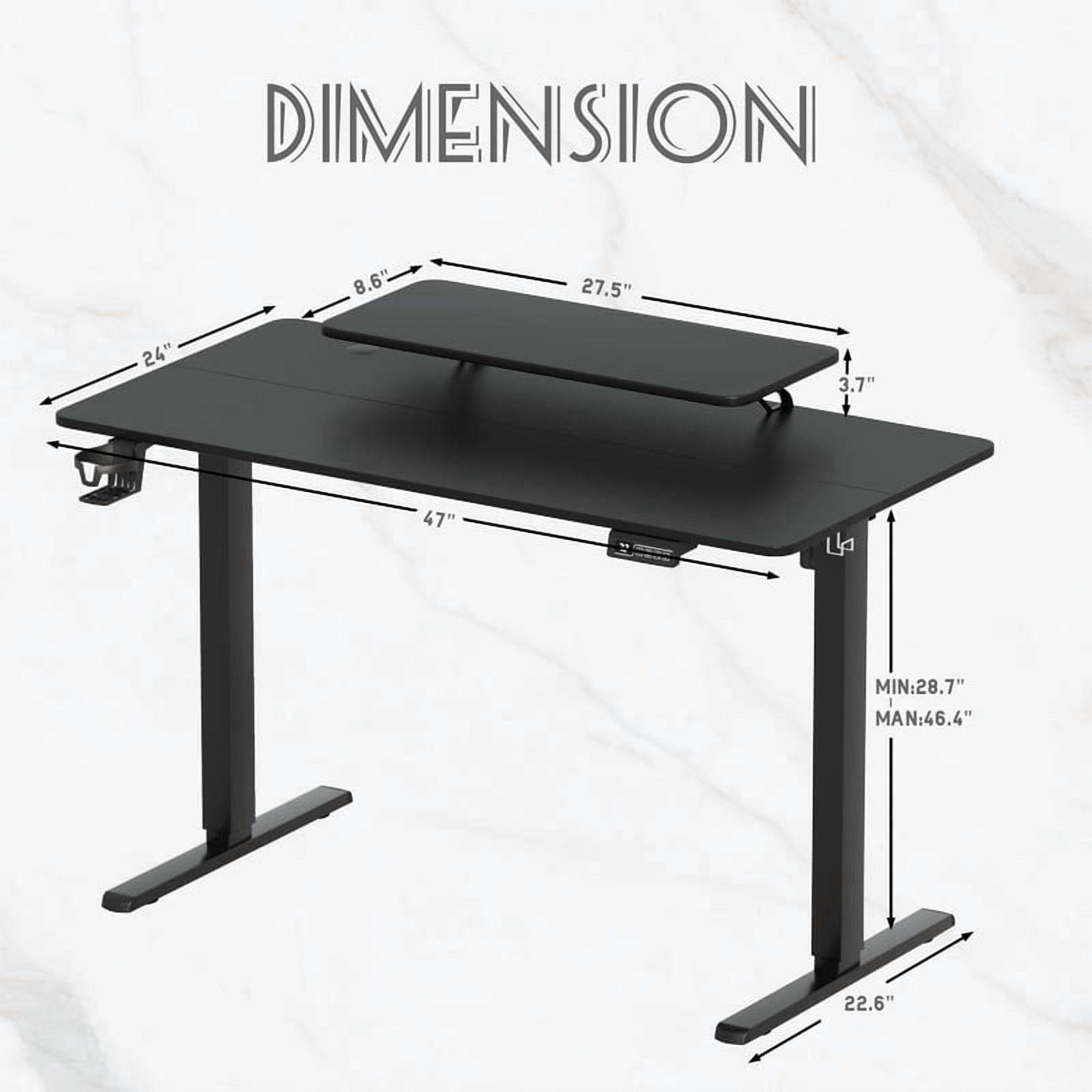 Homall 47" Wide Electric Height Adjustable Standing Desk with Monitor Stand Lifting Range 28~46" Stand Up Office Desk for Home Office,Black