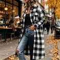 thumbnail image 6 of IUYRTFE Women's Long Plaid Button Down Shirt Jacket Casual Oversized Flannel Coat with Pockets, 6 of 8
