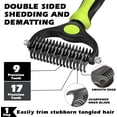 thumbnail image 2 of 3PCS Self Cleaning Slicker Brush & Pet Grooming Rake & Flea Comb for Dogs,Cats and Horses | Double-Sided Dematting Comb & Skin Friendly Deshedding Grooming Tool (Green), 2 of 13