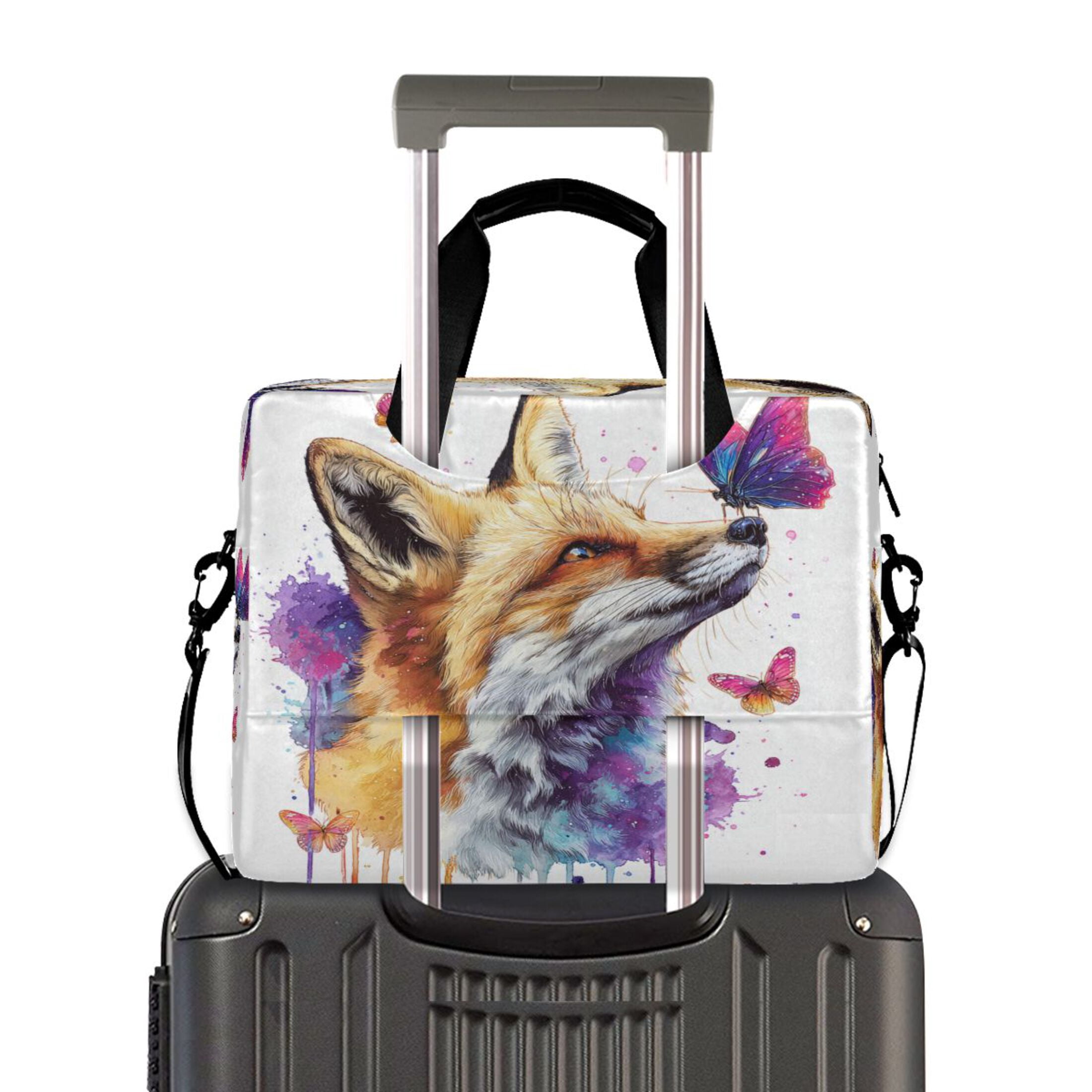 16" Laptop Tote Bag Laptop Sleeve Case Computer Briefcase for Work & Travel Fox and Butterflies