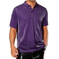 thumbnail image 1 of Camisetas Polo Brillantes INSPIRE CHIC para hombres, Tops Brillantes de Manga Corta, Polo Disco Metálico en Púrpura, 1 of 5