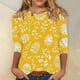 thumbnail image 1 of TaTaai Women Easter Print T-Shirt Crew Neck 3/4 Sleeve Casual Pullover Top Ladies Spring Daily Wear Lightweight Breathable Non-See-Through No Fading Soft Comfortable Fashion Top Gift, 1 of 5