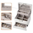 thumbnail image 3 of 3-Layer PU leather Jewelry Box Jewellery Storage Organizer Display Case for Rings Earrings Necklaces, 3 of 8