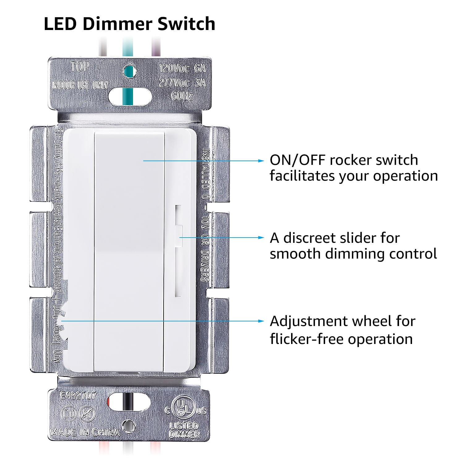2 Pack 0-10V LED Dimmer Switch, 3-Way & Single Pole Compatible, 720W Max, Smooth Slide Control, Dual Wall Plates Included