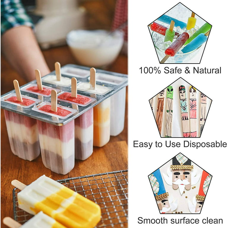  200 Piece Craft County Flat Natural Wood Craft Sticks Popsicle  Sticks 4 1/2 Inch Great for DIY Kids School Projects Ice Cream Stick :  Arts, Crafts & Sewing