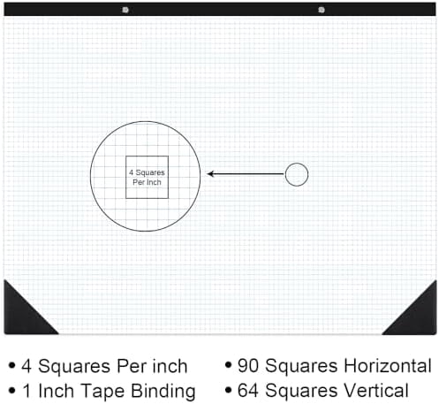 (2-Pack) Large Engineering Graph Paper - 22" x 17" Grid Paper, 100 Sheets/200 Pages, 4"x4" Grid Pad Giant Drafting Pad Sketching Graph Paper for Engineer Architect Designer Mathematician Draftsman