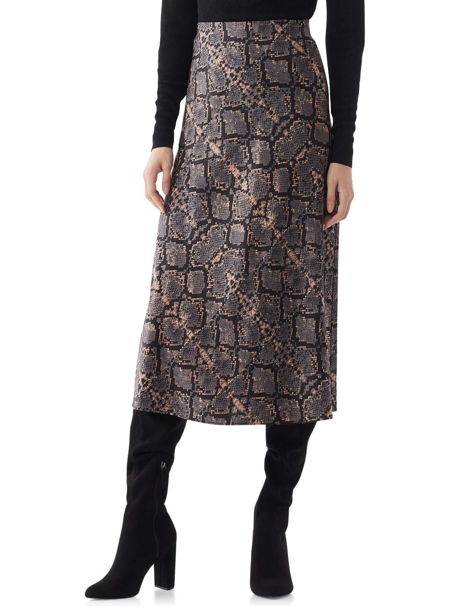 black slip skirt midi