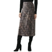 Scoop Women’s Print Midi Slip Skirt, Black Python Print