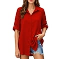 thumbnail image 3 of Bovxnpu Womens Long Sleeve Shirts Loose Sun Protection Cardigan Sleepwear, 3 of 9