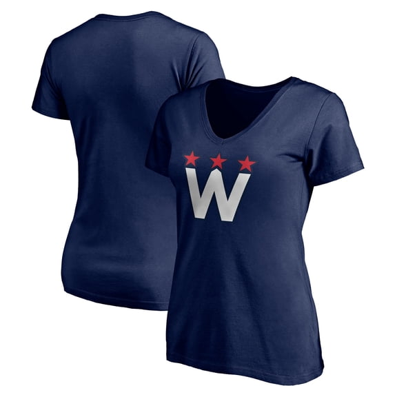 Women's Navy Washington Capitals Alternate Logo V-Neck T-Shirt