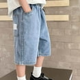 thumbnail image 3 of Futezty Teens Boys Girls Athletic Shorts with Drawstring Summer Active Jogger Straight Jeans Boys Denim Shorts Boys Straight Jeans Casual Shorts With Pocket Boys' Shorts Thin Denim Pants For Kids, 3 of 8