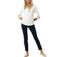 thumbnail image 2 of INSPIRE CHIC Women's Tops 3/4 Sleeves V Neck Casual Contrast Color Lace Trim Blouses XS White, 2 of 5