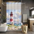 thumbnail image 5 of No Hook Shower Curtains with Snap-in Liner Set, Beach Lighthouse Waterproof Hotel Style Bathroom Shower Curtain, Coastal Ocean Ship Sky Oil Painting Breathable Mesh Top Window Bath Curtains 36''x72'', 5 of 9