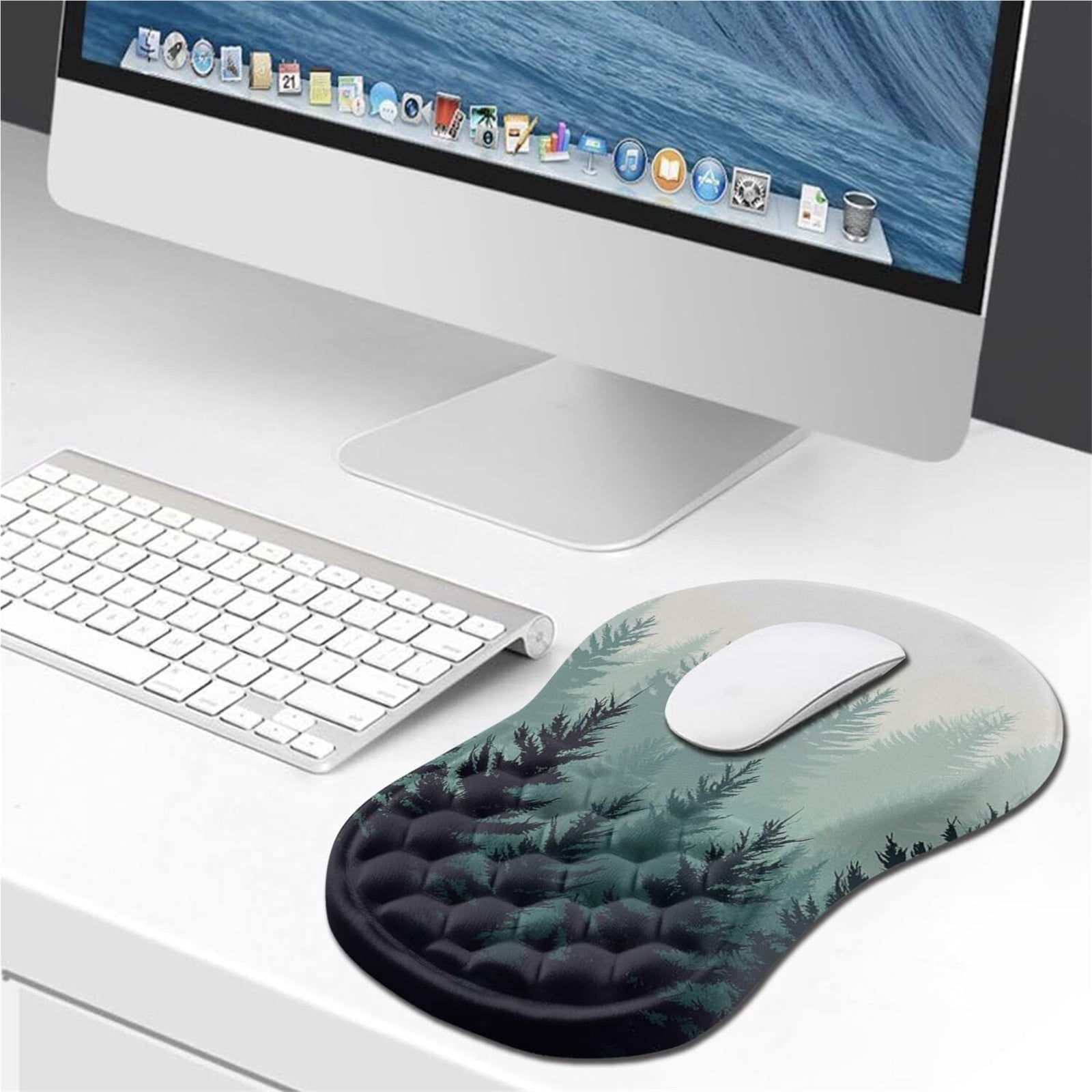NexTone Ergonomic Mouse Pad Wrist Support, Wrist Rest Mousepad for Carpal Tunnel Pain Relief with Integrated Memory Foam Slope Massage Bulge (11.8x7.9 inch,Pink Fluid