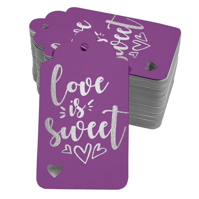 Inkdotpot Silver Foil Paper Hang Tags Love Is Sweet Wedding Favor Tags 50 Pack