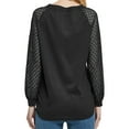 thumbnail image 2 of Mengpipi Women's Long Sleeve Blouse Lace Waffle Knit Loose Casual Tops, Black-L(US 12-14), 2 of 7