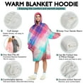 thumbnail image 5 of Multi Color Plaid Checkered Pattern Wearable Oversized Blanket,Wearable Blanket Hoodie for Adults,Cozy Hooded Blankets with Super Pockets,Super Warm Fuzzy Pullover for Women & Men, 5 of 6