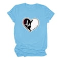 thumbnail image 5 of Hyknon Plus Size Tops for Women Fashion Crewneck Short Sleeve Loose Solid Color Pullover Going out Tops Spring Summer Valentine's Day Love Heart Printed Shirts, 5 of 5