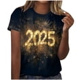 thumbnail image 1 of Camisetas Casuales de Mujer Año Nuevo Impreso Suéter de Manga Corta Cuello Redondo, Top de Moda para el Uso Diario, 1 of 4