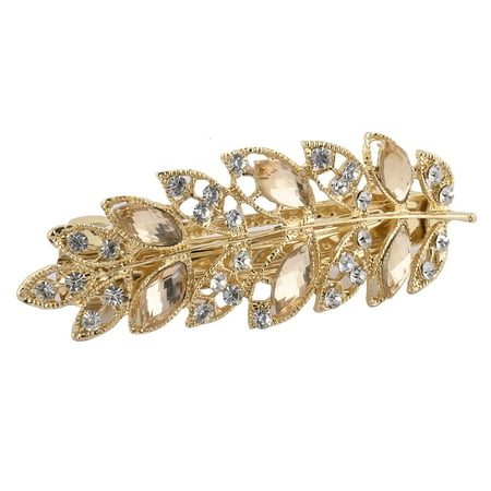 Leaf Shaped Rhinestone - Hairdressing Leaf Shaped Rhinestone Decor Chic Flickering Bobbypin Hair Clip