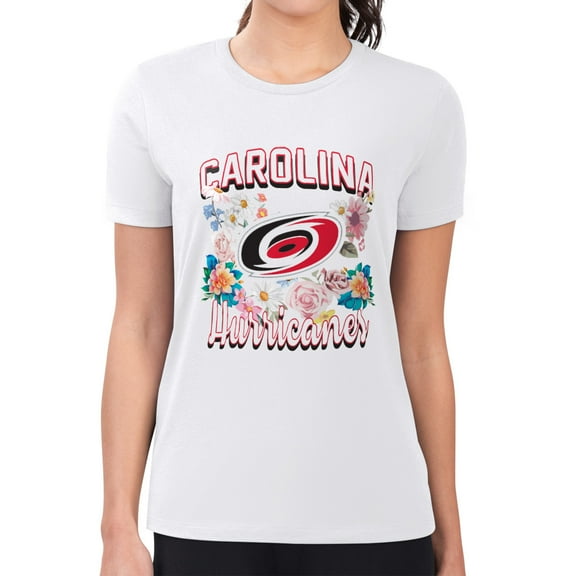 Women's G-III 4Her by Carl Banks White Carolina Hurricanes Super-Slim Fit Lightweight Flower Logo T-Shirt