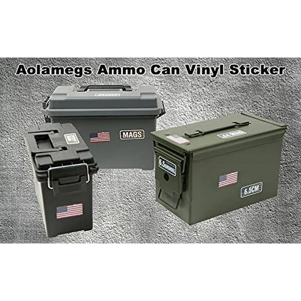 Aolamegs Ammo Can Juego de Calcomanías de Vinil Etiqueta Adhesiva para Cajas de Latas Cajas .22 .223 .308 9MM .380 .45 5.56 7.62 12GA 300BLK (Elige Tu Versión)Negro (80 Paquetes/16 Variedades (3 PCS P
