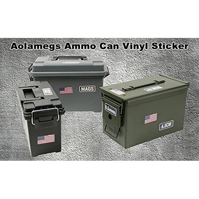 Aolamegs Ammo Can Juego de Calcomanías de Vinil Etiqueta Adhesiva para Cajas de Latas Cajas .22 .223 .308 9MM .380 .45 5.56 7.62 12GA 300BLK (Elige Tu Versión)Negro (80 Paquetes/16 Variedades (3 PCS P