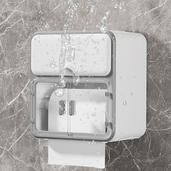 OFFIGAM White Wall-Mounted Toilet Paper Holder with Storage Box and Bathroom Organizer Rack for Convenient Storage