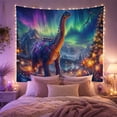 thumbnail image 2 of Sauropod Dinosaur Under Aurora, Mystical Fantasy Style for Dinosaur Lovers, Prehistoric Wall Decor, Housewarming Gift, Tapestry Wall Hanging for Bedroom and Gaming Room, 2 of 7