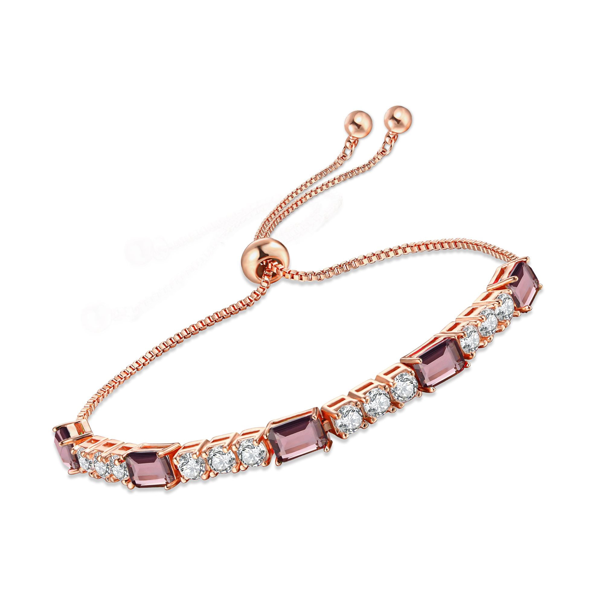 Tennis Bracelet gift for women 8mm Tourmaline Crystal White Gold plated Jewelry 