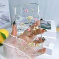 thumbnail image 2 of for iPhone 13/iPhone 14 Case Clear with Real Pressed Flowers Design Glitter Cute Sparkly Floral Pattern Slim Soft TPU Protective Women Girl's Phone Cover (Gold), 2 of 5