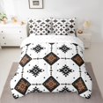 thumbnail image 3 of Manfei Western Bohemian Aztec 7pcs Bedding Comforter Set for Female, Vintage Mandala Triangle Queen Bedding Sets, White Brown Hippie Reversible Queen Sheet Sets, Microfiber Bedroom Decor, 3 of 8