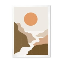 Designart 'Full Moon In Terracotta Tones Mountains' Modern Framed Art Print