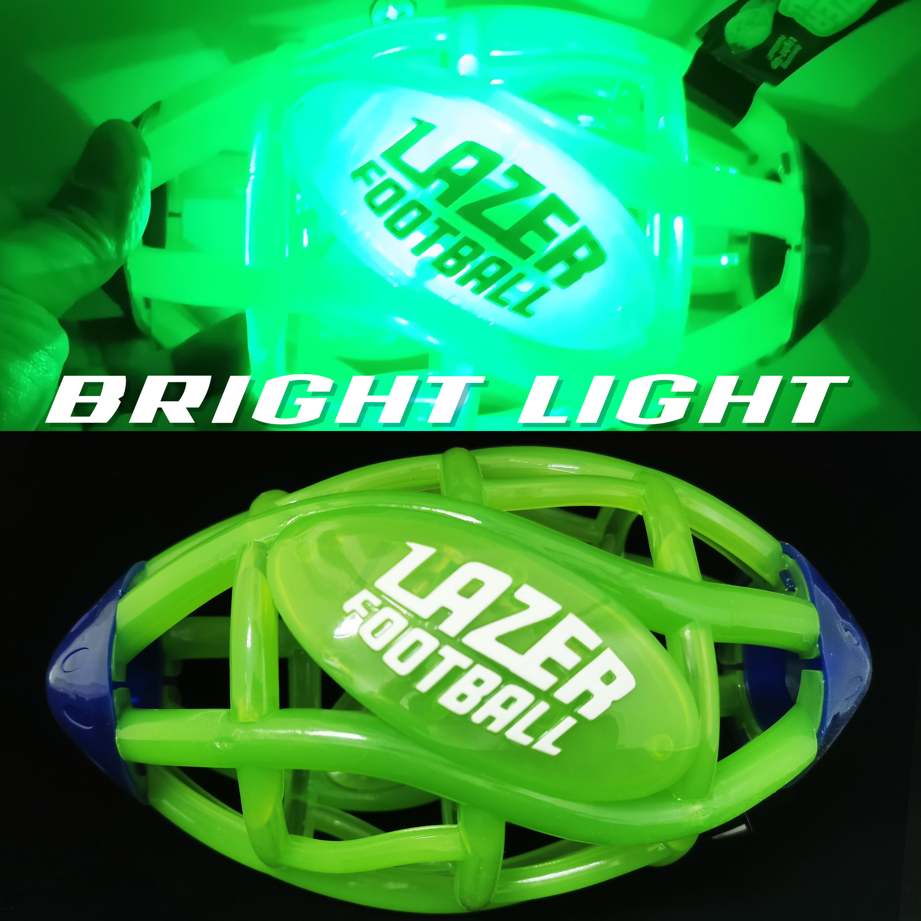 Lazer Light Up Glow Rubber Toy Football, Green and Blue, Pee Wee Size 3 - image 5 of 5