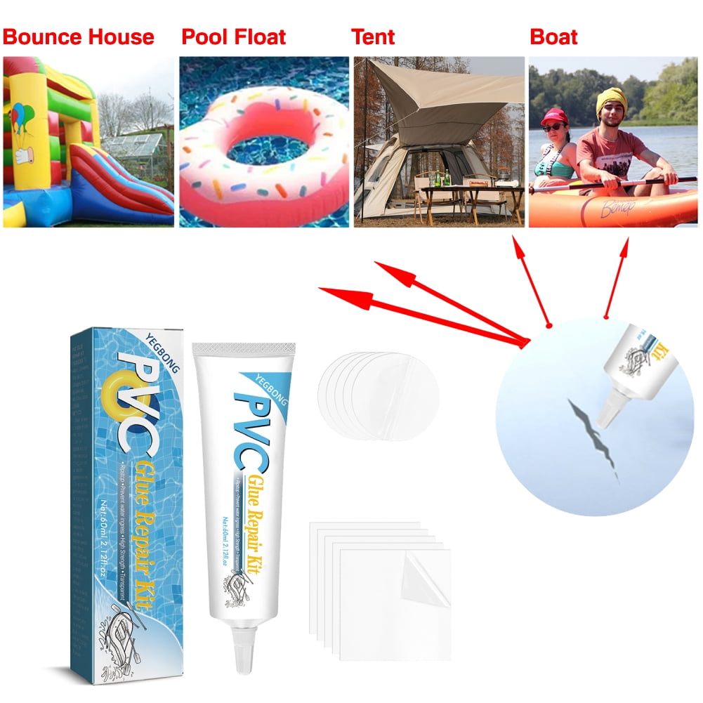 TEAR-AID Inflatable Repair Kit, Type B Clear Patch Kit for Vinyl and  Vinyl-Coated Materials, Use for Inflatable Bounce House, Boat, Waterslide,  Air