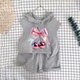 thumbnail image 6 of Girls Cotton 2pc Outfits Summer Printed Sleeveless T-Shirts Hoodies Comfy Shorts Casual Sets with Pockets Gray 5-6 Years, 6 of 6