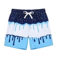 thumbnail image 4 of Boys Ice Cream Drip Print Swim Trunks With Built In Liner Side Pockets Quick Dry Beach Shorts For Summer Pool And Water Activities,Sky Blue,110, 4 of 6