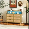thumbnail image 3 of 43.31"6-Drawers Rattan Storage Cabinet Rattan Drawer with LED Lights and Power Outlet,for Bedroom,Living Room,Natural, 3 of 9