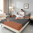 thumbnail image 3 of Manfei Boho Sun and Leaf Bed Sheets, Mid Century Geometric Fuul Size Sheets, Gray and Blush, Reversible 4pcs1 Flat Sheet + 1 Fitted Sheet + 2 Pillowcases, 3 of 6