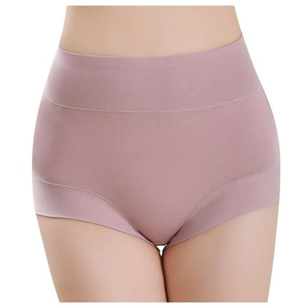 YHGFVOKJ Womens Underwear Breathable High Waisted Seamless Plus Size Solid Brief Solid Color Belly Lift Thongs Panties Women s Bikini Panties PK1 XL