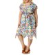 thumbnail image 1 of Women's Plus Size Dress Chiffon Asymmetrical Hem Belted Ruffled Midi Floral Dresses Light Blue 4X, 1 of 7