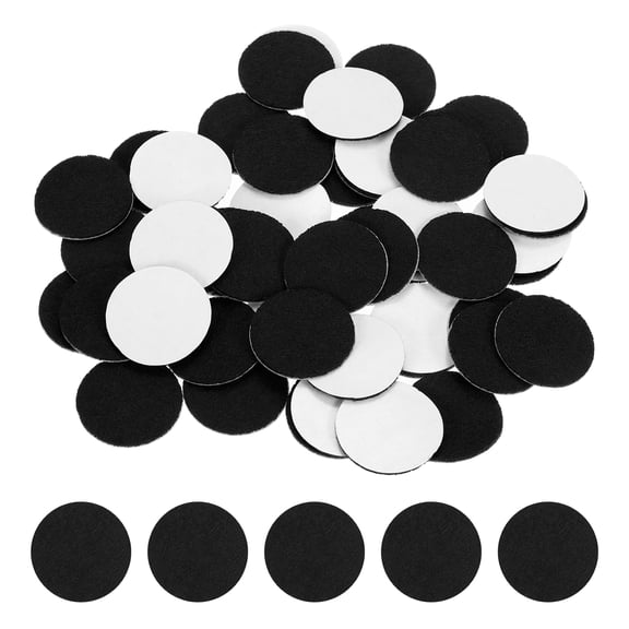 50 Pcs Adhesive Felt Circles, 1" Round Non-Woven Felt Pads Stickers, Black