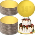 thumbnail image 1 of 50 Pcs 14 Inches Gold Cake Boards - Round Disposable Plate Bulk Sturdy Circle Cardboard Scalloped Base for Decorating, Displaying, New Year Birthday, Pizza Pie, 1 of 7