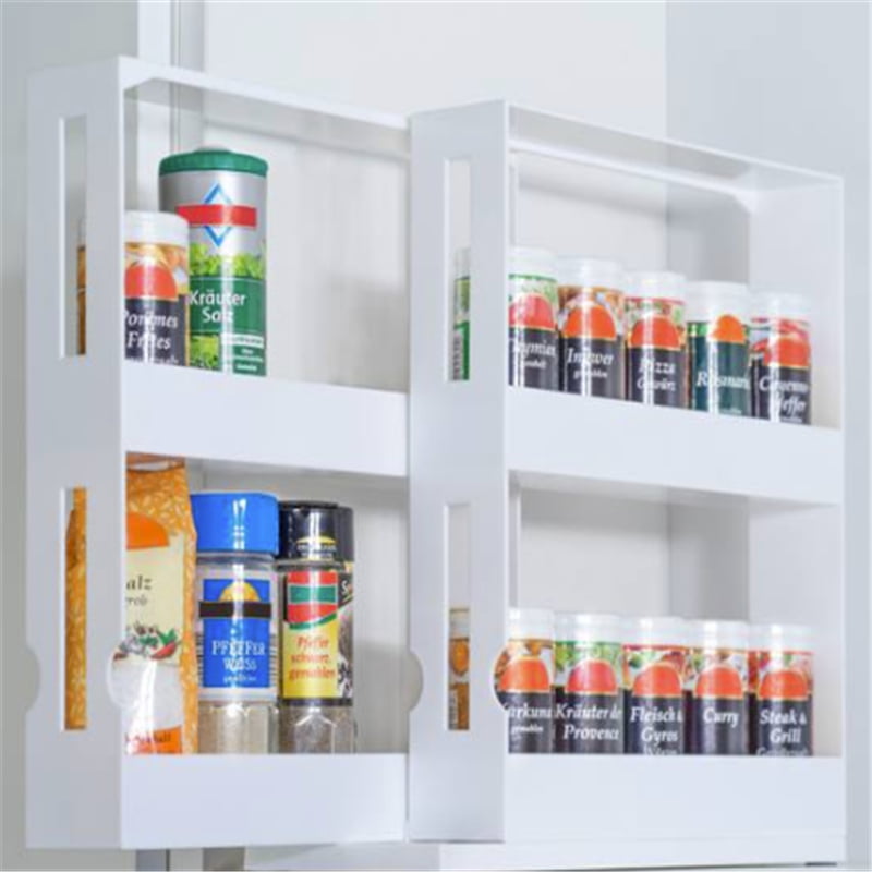 2 Tiers Rotatable Rack Seasoning Spice Jar Shelf Organizer Kitchen Storage Rack 