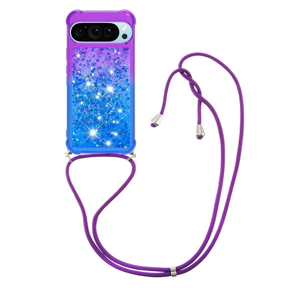 GY-MCKK for Google Pixel 10-Pixel 10 Pro Case Girls Women Cute Glitter Soft TPU Phone Case with Strap Lanyard Shockproof Protective Cover-B4